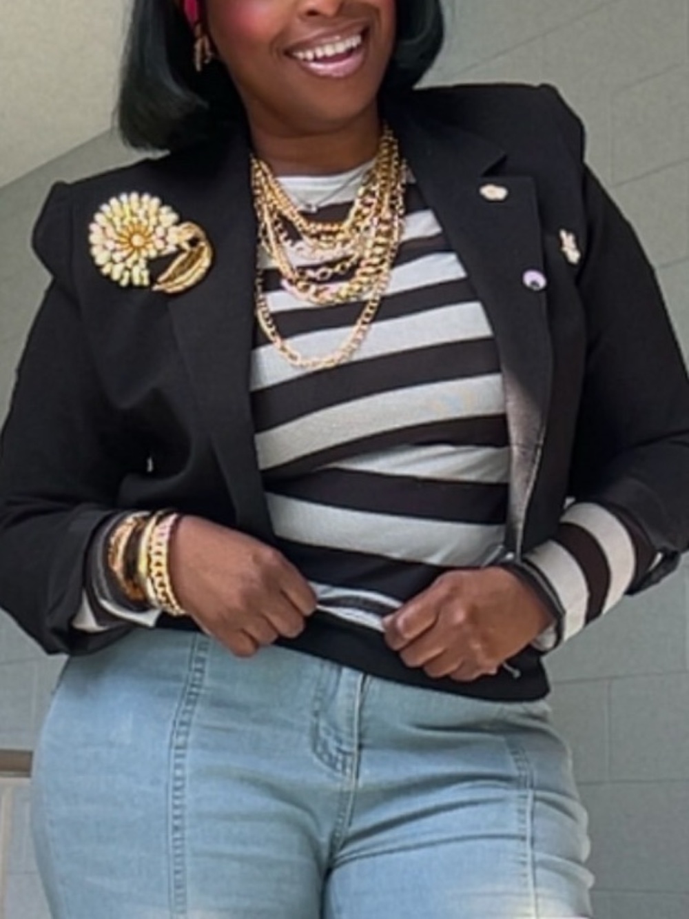 Vintage Black Blazer (cropped) Brooches not included sold separately